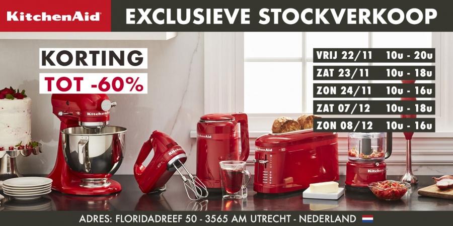 Exclusieve KITCHENAID stockverkoop in Utrecht - tot 60% Grote voorraad!