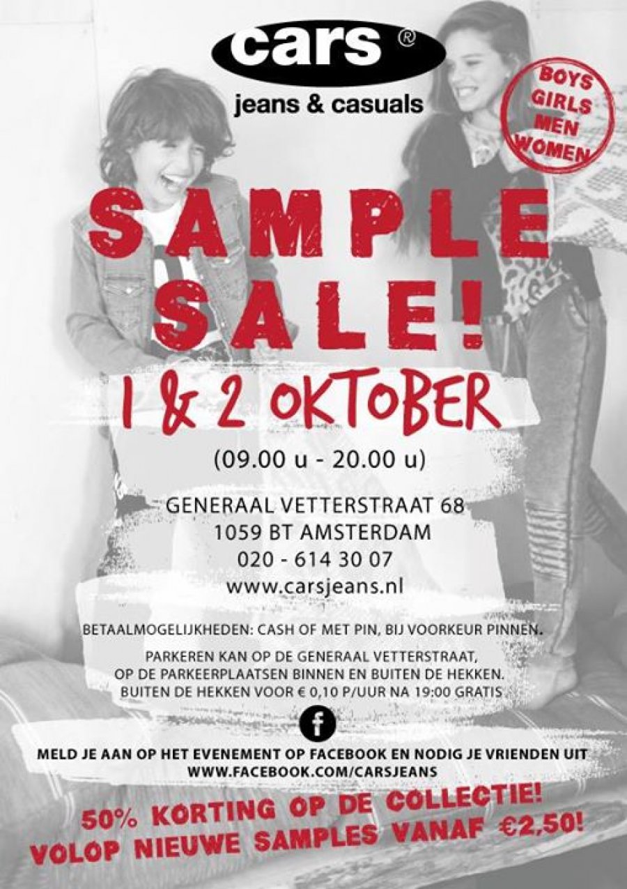 Kort geleden De eigenaar Individualiteit Cars Jeans & Casuals Sample Sale -- Sample Sale in Amsterdam