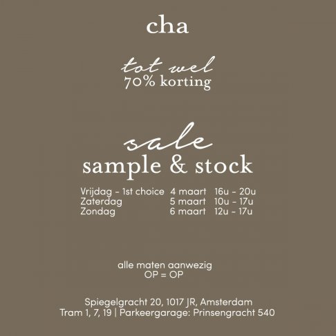 Cha sample- & stock sale
