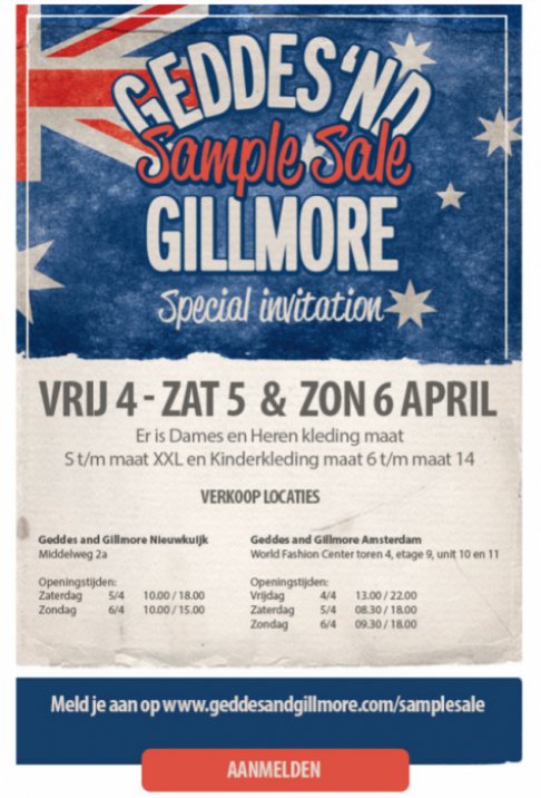 Geddes & Gillmore sample sale
