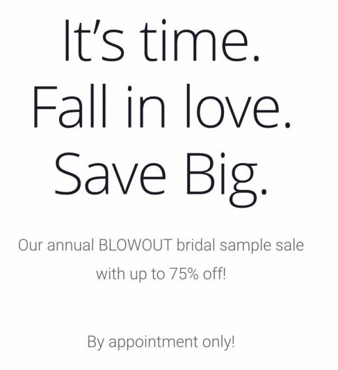 Sample Sale Bloomfeld Luxury Bridal