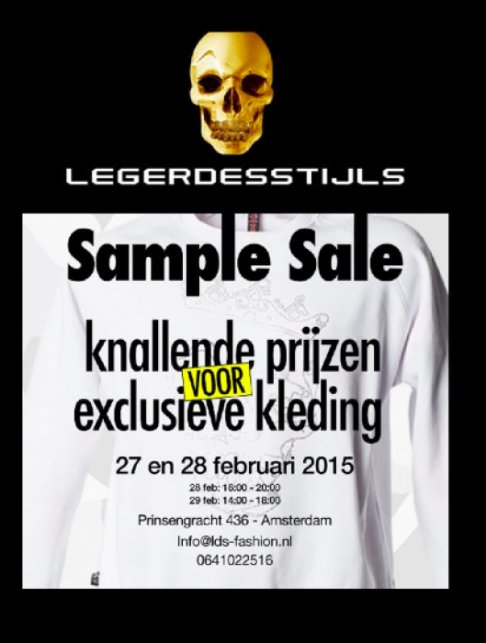 Leger des stijls sample sale  27 en 28 februarie 2015