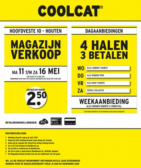 CoolCat  Magazijnverkoop 11 mei t/m 16 mei