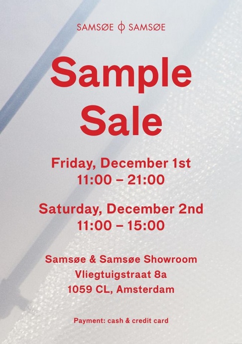 Samsøe & Samsøe Sample Sale in Amsterdam