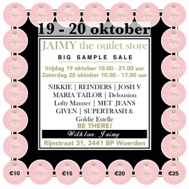 Sample sale bij JAIMY the outlet store